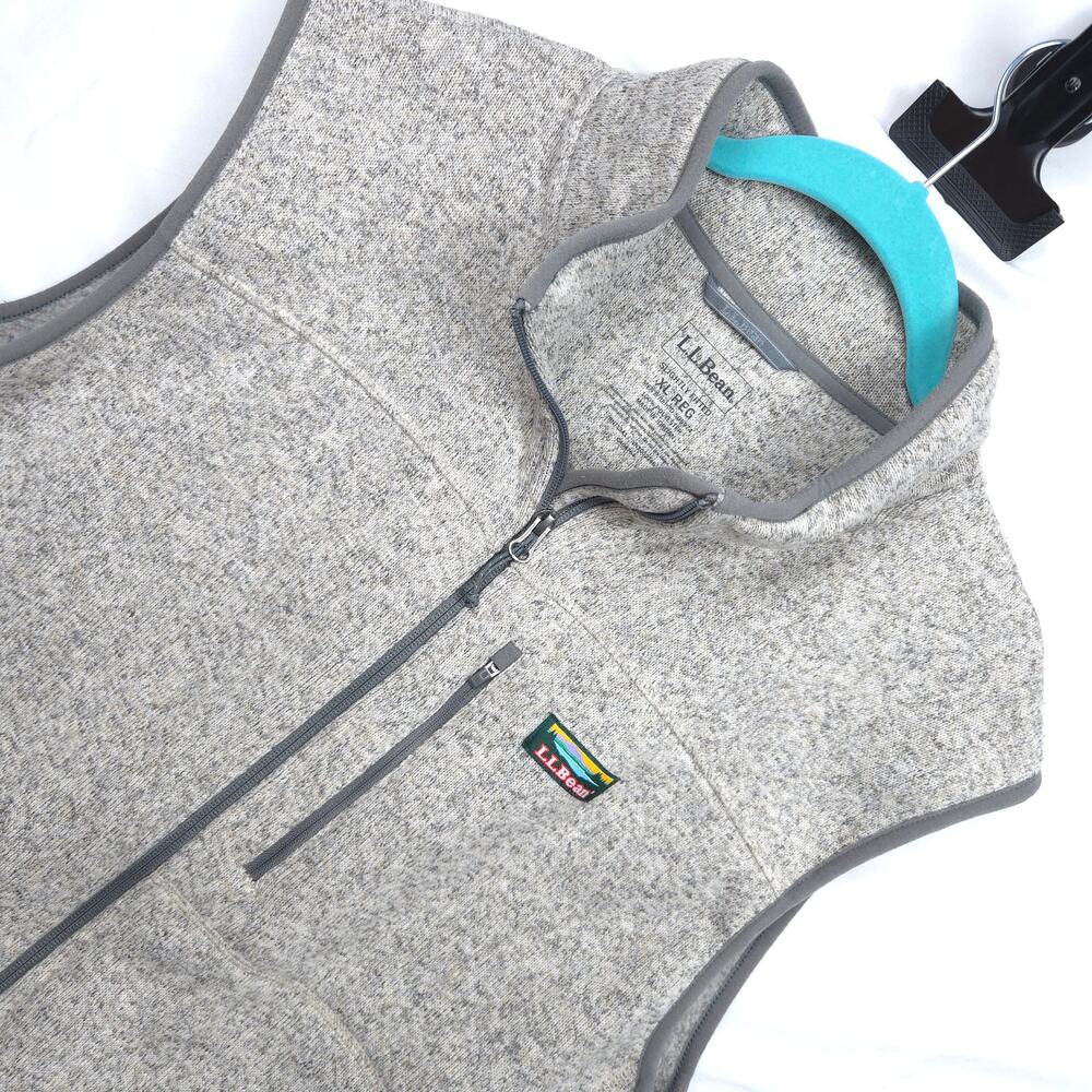 L.L.Bean Sweater Fleece Vest Mens XL Gray Full Zip Outdoor Hiking Casual